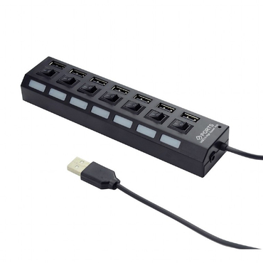 Разветвитель USB 2.0 Gembird UHB-U2P7-02, 7 портов, питание
